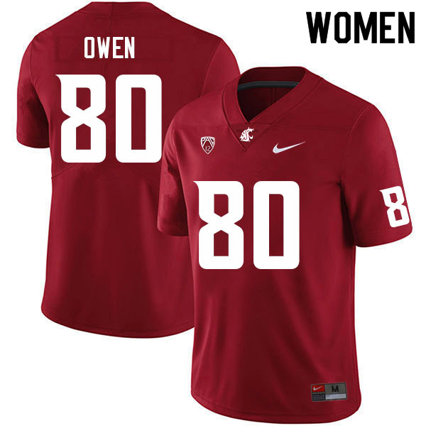 Women #80 Drake Owen Washington State Cougars College Football Jerseys Sale-Crimson